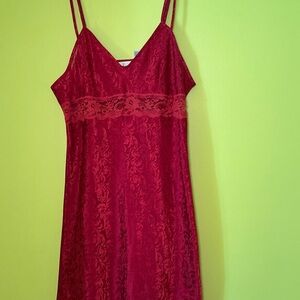 Vintage Red Lace Slip Dress